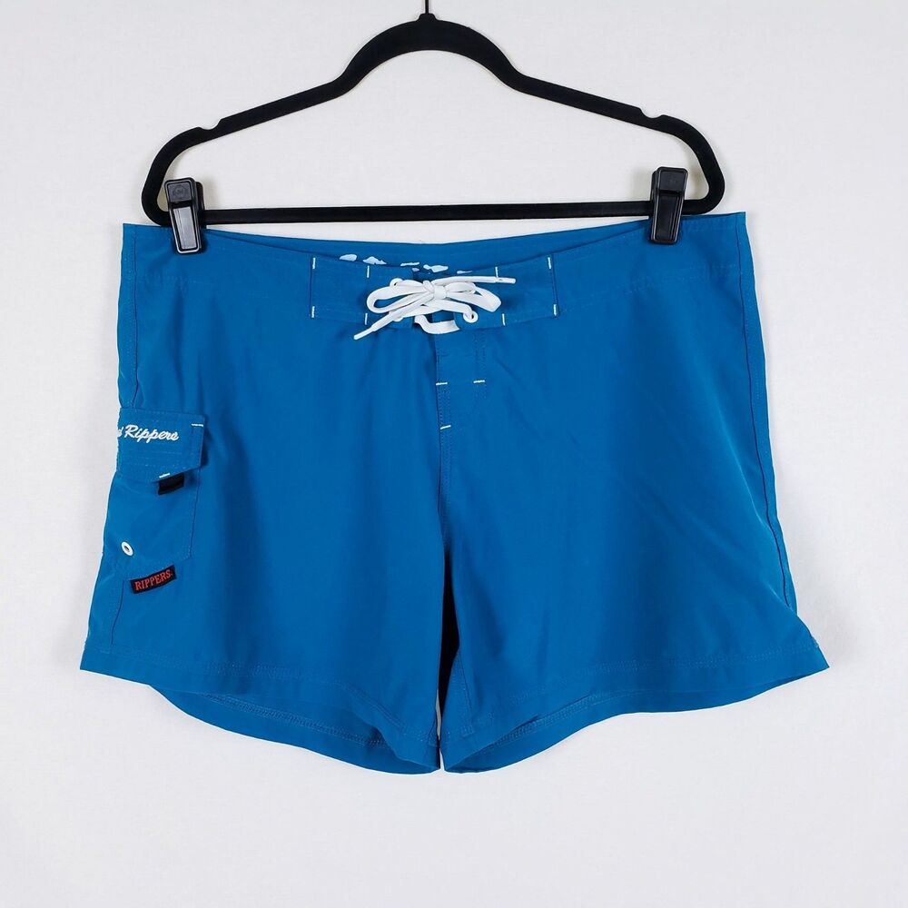 Maui Rippers Board Shorts Womens 14 Blue Swim Surf Vacation Beach